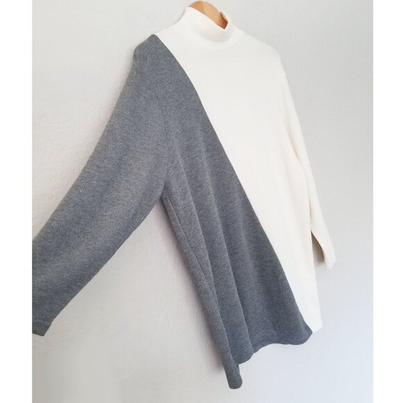 Zara Soft Knit Mock Neck Two Tone Tunic Sweater Mini Dress Ivory Gray Size M - Picture 10 of 14